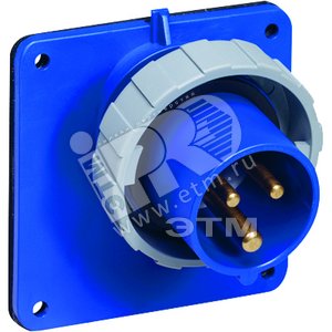 Вилка панельная прямая 216BAU4W, 16A, 2P+E, IP67, 4ч