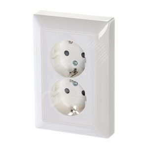 ABB Basic 55 Альп. белый Розетка 2-ая с/з моноблок, с защитными шторками | 2021-0-0378  | 2CKA002021A0378 | ABB - фото 2