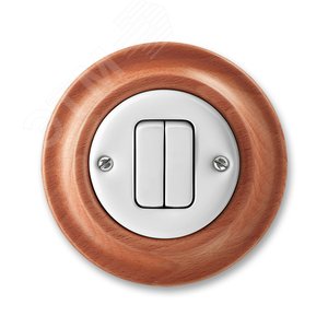 Переключатель двухклавишный ABB Decento белый фарфор / натуральное дерево вишня (3559K-C52345 52) - ABB
