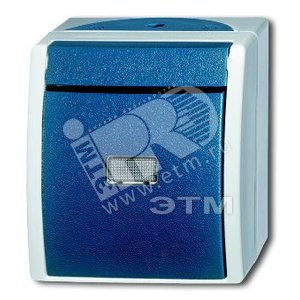 Кнопка 1-клавишная, 1-полюсная, с подсветкой, IP44, для открытого монтажа, серия ocean, цвет серый/с