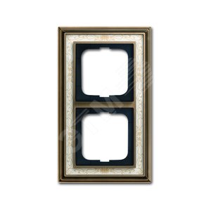 Рамка 2-постовая, серия Династия, Латунь античная, белая роспись 2