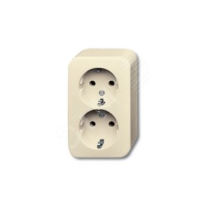 Розетка SCHUKO 16А 250В, двойная, вертикальная, для открытого монтажа, серия Busch-Duro 2000 AP, цве - ABB