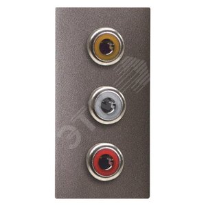 Механизм 3xRCA разъёма, красный+белый, 1-модульный, серия Zenit, цвет антрацит (N2155.3 AN) - фото 2