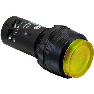 Кнопка с подсветкой CP4-12Y-10 желтая 110-130В AC/DC с выступающей клавишей с фиксацией 1НО (1SFA619103R1213) - фото 2