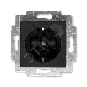 Розетка ABB Levit с заземлением со шторками 16А антрацит / дымчатый чёрный (5520H-A03457 63W)