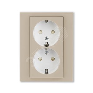 ABB Levit Кофе макиато / белый Розетка 2-ая с з/к со шторками 16А | 5522H-C03457 18W | 2CHH223457C6018 | ABB - ABB