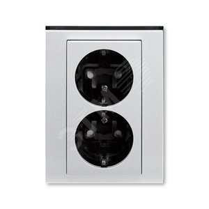 ABB Levit Серебро / дымчатый чёрный Розетка 2-ая с з/к со шторками 16А | 5522H-C03457 70W | 2CHH223457C6070 | ABB - ABB