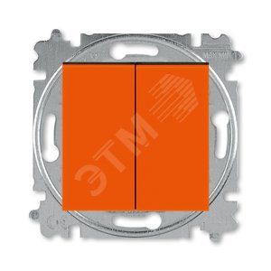 Переключатель двухклавишный ABB Levit оранжевый / дымчатый чёрный (3559H-A52445 66W) - ABB