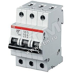 Выключатель автоматический трехполюсный S203P 0,75А K 25кА (S203P K0.75) | 2CDS283001R0187 | ABB
