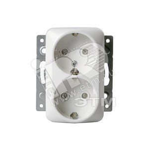 Розетка DoubleSCHUKO с заземлением, 16А / 250В, зажимные клеммы, серия Jussi, белый | 302EUC | 2TKA000939G1 | ABB