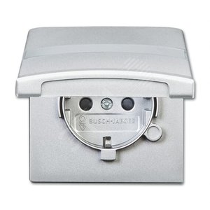 Allwetter44 Розетка SCHUKO 20 EUGKBN-33-101 c полем для надписи с крышкой с защитными шторками IP44 серебристый алюминий уплотнительное кольцо в комплекте 16А 250В. (20 EUGKBN-33-101) - фото 2
