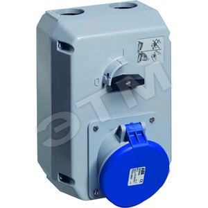 Розетка металл. с выключателем и механической блокировкой 363MM9, 63A, 3P+E, IP44, 9ч | 2CMA168038R1000 | ABB - ABB