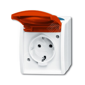 Розетка SCHUKO 16А 250В IP44 для открытого монтажа, c красной крышкой, серия ocean, цвет серый/сине-зелёный | 2083-0-0825 | 2CKA002083A0825 | ABB - фото 2
