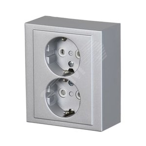 Розетка двойная накладного монтажа, Impressivo, алюминий | 402EA-83 | 2TKA00001609 | ABB - ABB