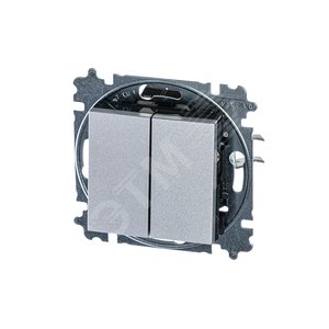 Переключатель двухклавишный ABB Levit серебро / дымчатый чёрный (3559H-A52445 70W) - фото 2