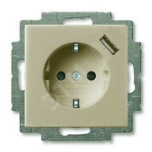 ABB Basic 55 Шампань Розетка Schuko 20 EUCBUSB-93-500, 16А, 700мА,с устр.заряд. USB | 2011-0-6194  | 2CKA002011A6194 | ABB - фото 2