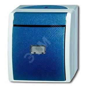 Кнопка 1-клавишная, 1-полюсная, с подсветкой, IP44, для открытого монтажа, серия ocean, цвет серый/с 2