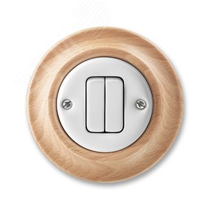 Переключатель двухклавишный ABB Decento белый фарфор / натуральное дерево бук (3559K-C52345 50) - ABB