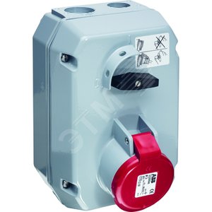 Розетка металл. с выключателем и механической блокировкой 332MM6, 32A, 3P+E, IP44, 6ч | 2CMA167993R1000 | ABB 2