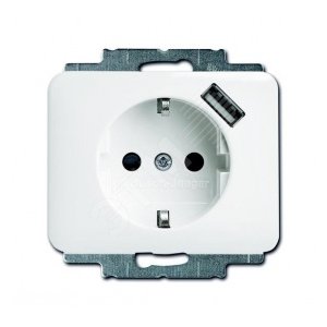 Розетка SCHUKO с USB 16А, 700mA Alpha белый матовы - ABB