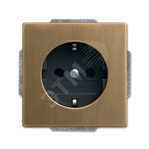 Розетка SCHUKO 16А 250В с защитными шторками, серия Династия, Латунь античная, черная роспись | 2013-0-5401 | 2CKA002013A5401 | ABB 2