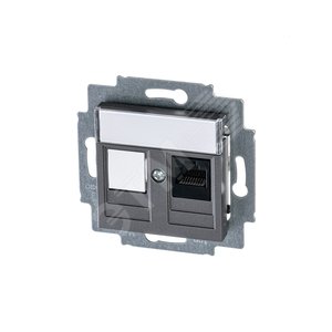 Розетка информационная ABB Levit RJ45 категория 5e и заглушка сталь (5014H-A51017 69W) - фото 2