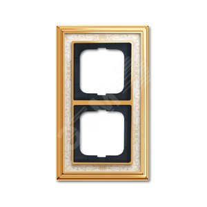 Рамка 2-постовая, серия Династия, Латунь полированная, белая роспись | 1754-0-4571  | 2CKA001754A4571 | ABB 2