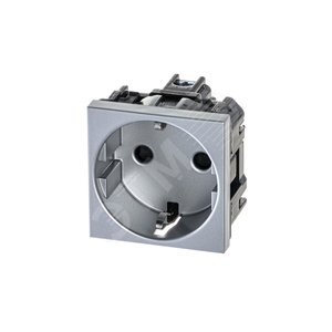 ABB Zenit Серебряный Розетка с/з с защитными шторками, винт. зажим, (2 мод) | N2288 PL  | 2CLA228800N1301 | ABB - фото 2