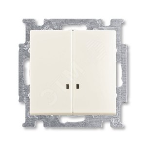 ABB Basic 55 Шале (белый) Выключатель 2-клавишный с подсветкой | 1012-0-2188  | 2CKA001012A2188 | ABB - фото 2