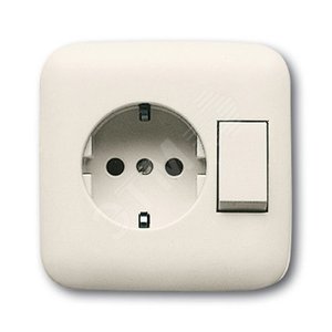 Блок переключатель и розетка SCHUKO в одном корпусе, серия Busch-Duro 2000 SI, цвет слоновая кость | 1611-0-0110  | 2CKA001611A0110 | ABB 2