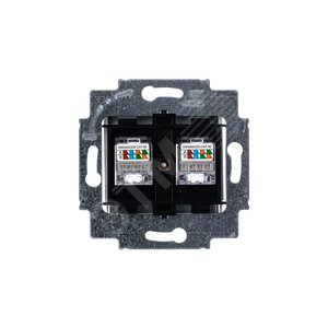 Розетка информационная ABB Levit двойная 2хRJ45 категория 5e серый (5014H-A51018 16W) 5