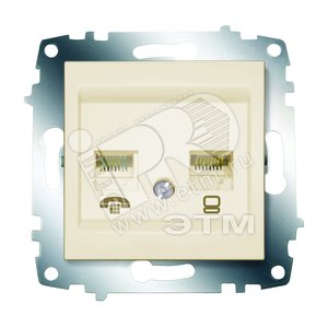 Cosmo Розетка компьютерная + TF двойная (RJ45 cat 6 + RJ 11) кремовая - ABB