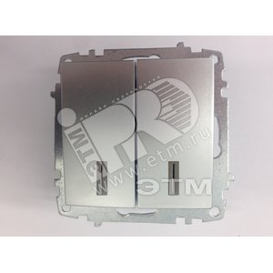 Cosmo Выключатель двухклавишный с подсветкой алюминий (619-011000-203) - ABB