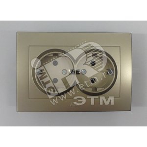 Cosmo Розетка с заземлением двойная титаниум (632-011400-907) - ABB