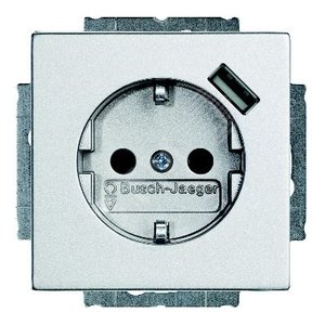 Розетка Schuko с устройством зарядным USB, 20 EUCBUSB-83-500, Future алюминий, 16А, 700 мА, электрон - фото 2