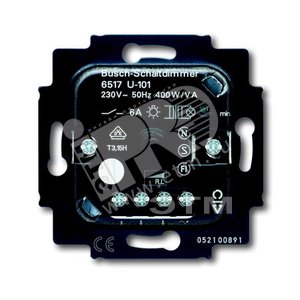 Механизм светорегулятора для ламп накаливания и НВ галогенных ламп с индуктивным трансформатором, 60-400 Вт + 6А | 6517-0-0018 | 2CKA006517A0018 | AB