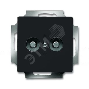Розетка двойная для выравнивания потенциалов, серия solo/future, цвет антрацит/черный 2