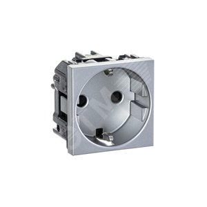 ABB Zenit Серебряный Розетка с/з с защитными шторками, винт. зажим, (2 мод) | N2288 PL  | 2CLA228800N1301 | ABB - фото 3