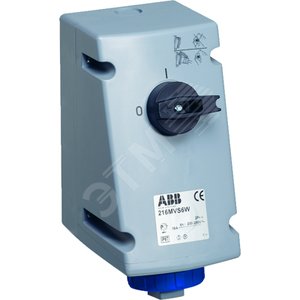 Розетка с выключателем и механической блокировкой 216MVS4W, 16A, 2P+E, IP67, 4ч | 2CMA167823R1000 | ABB - фото 2