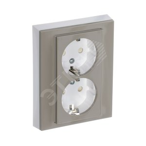 ABB Levit Кофе макиато / белый Розетка 2-ая с з/к со шторками 16А | 5522H-C03457 18W | 2CHH223457C6018 | ABB - фото 5