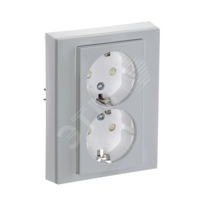 ABB Levit Серый / белый Розетка 2-ая с з/к со шторками 16А | 5522H-C03457 16W | 2CHH223457C6016 | ABB - фото 5