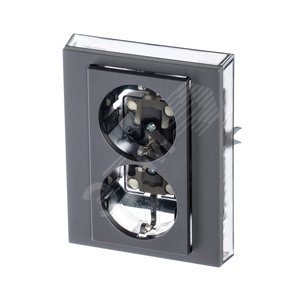 ABB Levit Сталь / дымчатый чёрный Розетка 2-ая с з/к со шторками 16А | 5522H-C03457 69W | 2CHH223457C6069 | ABB - фото 2