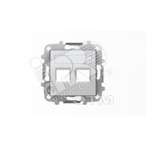 Накладка для 2-х суппортов/разъемов типа 2017... и/или 2018..., со шторками и полем для надписи, сер