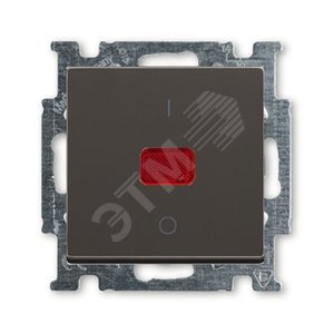 Мех-м 1-кл., 2-пол. выкл., с кл., с линзой, с неон. ламп.,  серия Basic 55, цв. ch?teau-black - фото 2