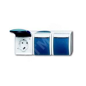 Розетка тройная горизонтальная 2Р+E 10/16А 250В IP44 для открытого монтажа ocean - фото 2
