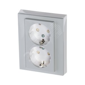 ABB Levit Серый / белый Розетка 2-ая с з/к со шторками 16А | 5522H-C03457 16W | 2CHH223457C6016 | ABB - фото 2