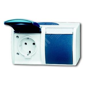 Розетка SCHUKO 16А 250В IP44, двойная, горизонтальная, с полем для надписи, для открытого монтажа, с - фото 2