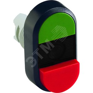 Кнопка двойная MPD14-11B (зеленая/красная-выступающая) непрозрач ная черная линза с текстом (ON/OFF) - фото 2