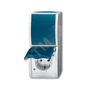 Блок из 1-клавишного перекл. и розетки SCHUKO для открытого монтажа, IP44, серия ocean, цвет серый/сине-зелёный | 1684-0-0316  | 2CKA001684A0316 | ABB - фото 2