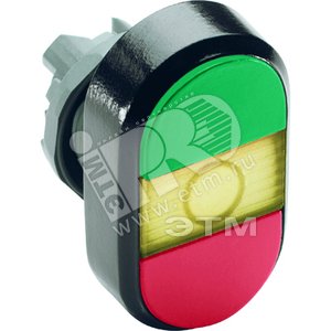 Кнопка двойная MPD1-11Y (зеленая/красная) желтая линза без текст а